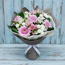 Букет цветов из:  Герберы, Альстромерии и Хризантемы в Касли