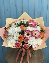 Букет цветов из:  Розы, Герберы и Хризантемы #REPLACE_PRED# Касли
