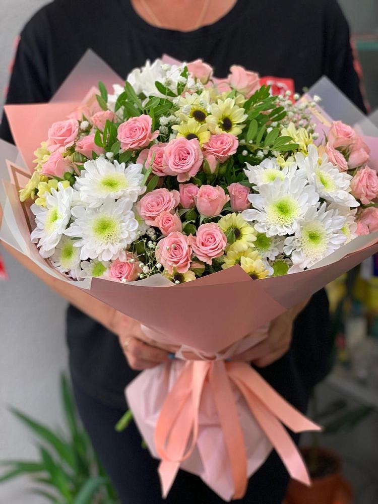 Букет цветов из: Розы и Хризантемы в Касли