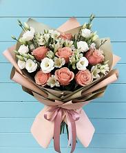 Букет цветов из:  Розы, Альстромерии и Лизиантусы в Касли