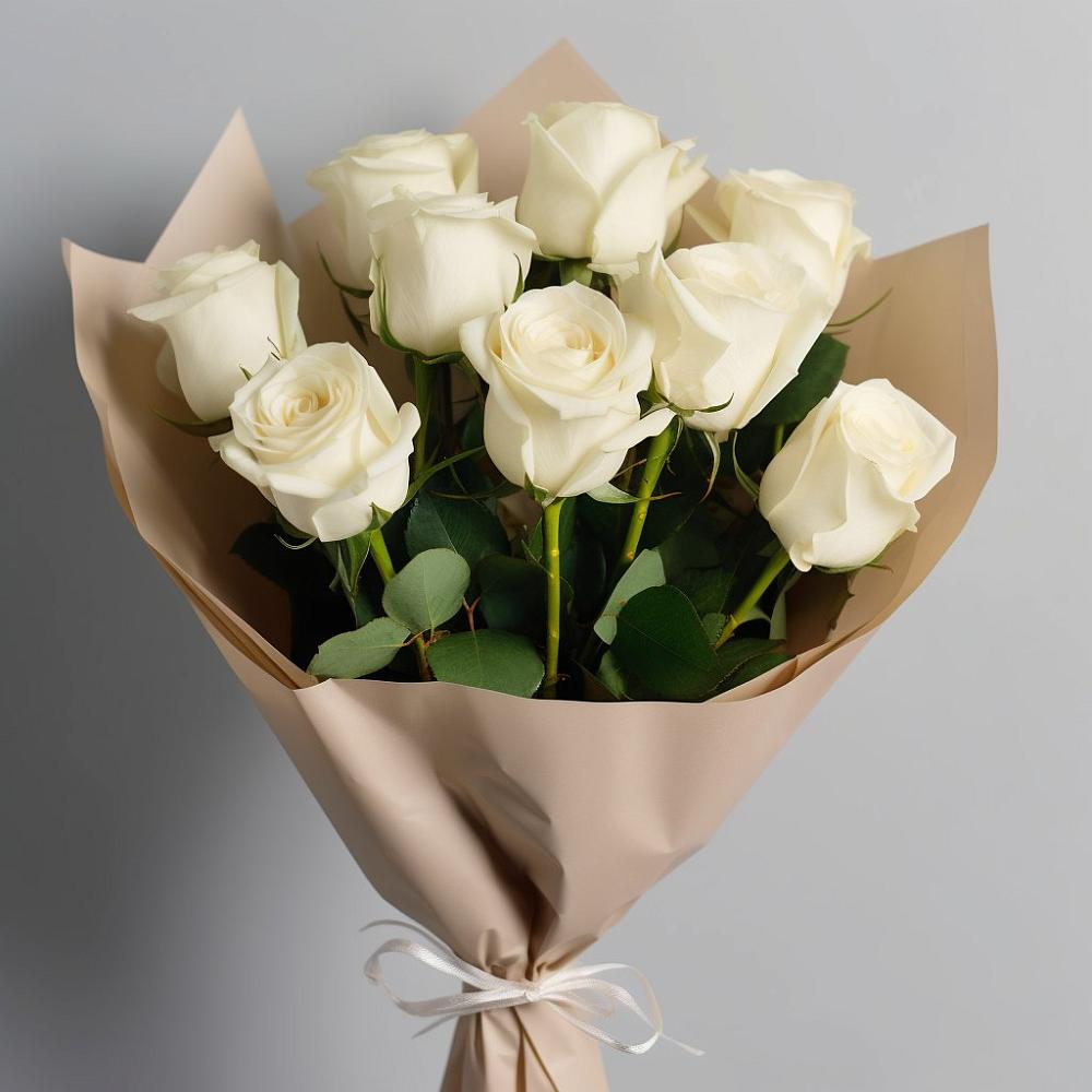 Букет 9 Белых роз Эдлесс Лав в Касли