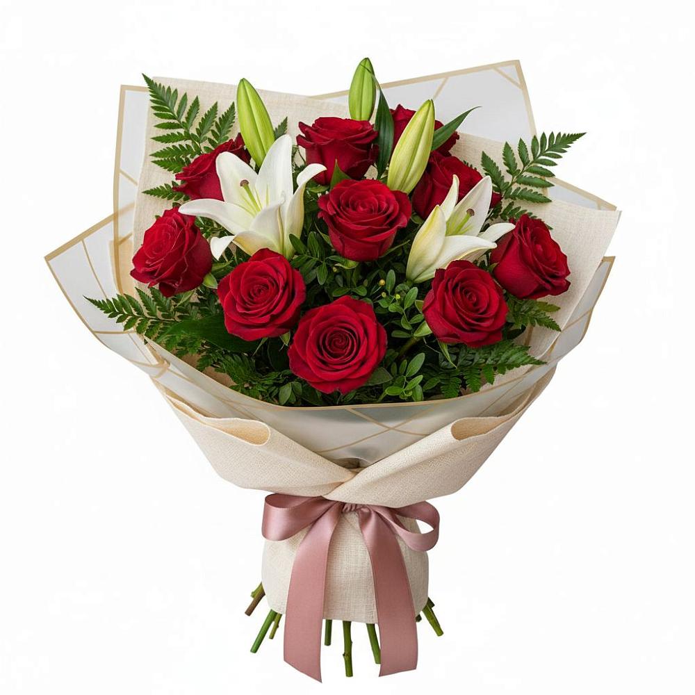 Букет цветов из: Лилии и Розы в Касли