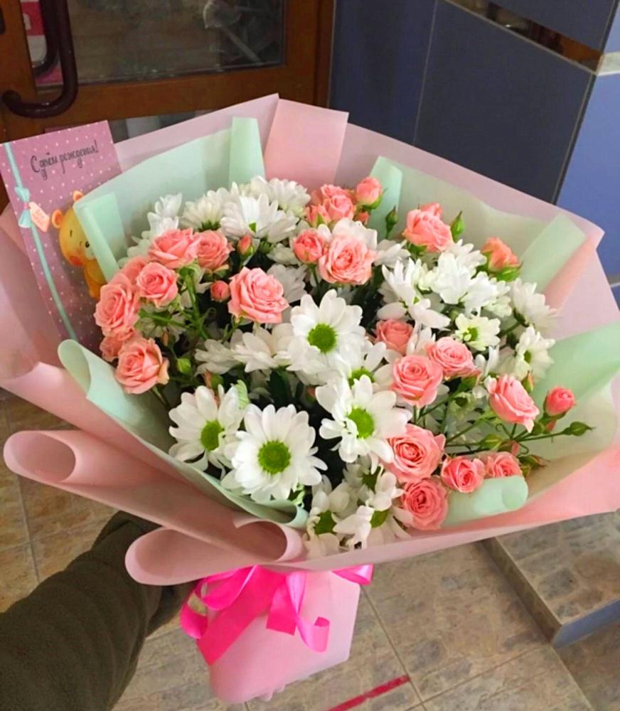 Букет цветов из: Розы и Хризантемы в Касли