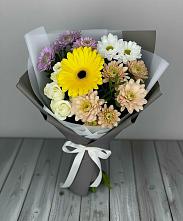 Букет цветов из:  Розы, Герберы и Хризантемы в Касли