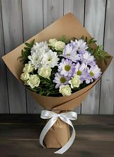 Букет цветов из:  Хризантемы и Розы в Касли