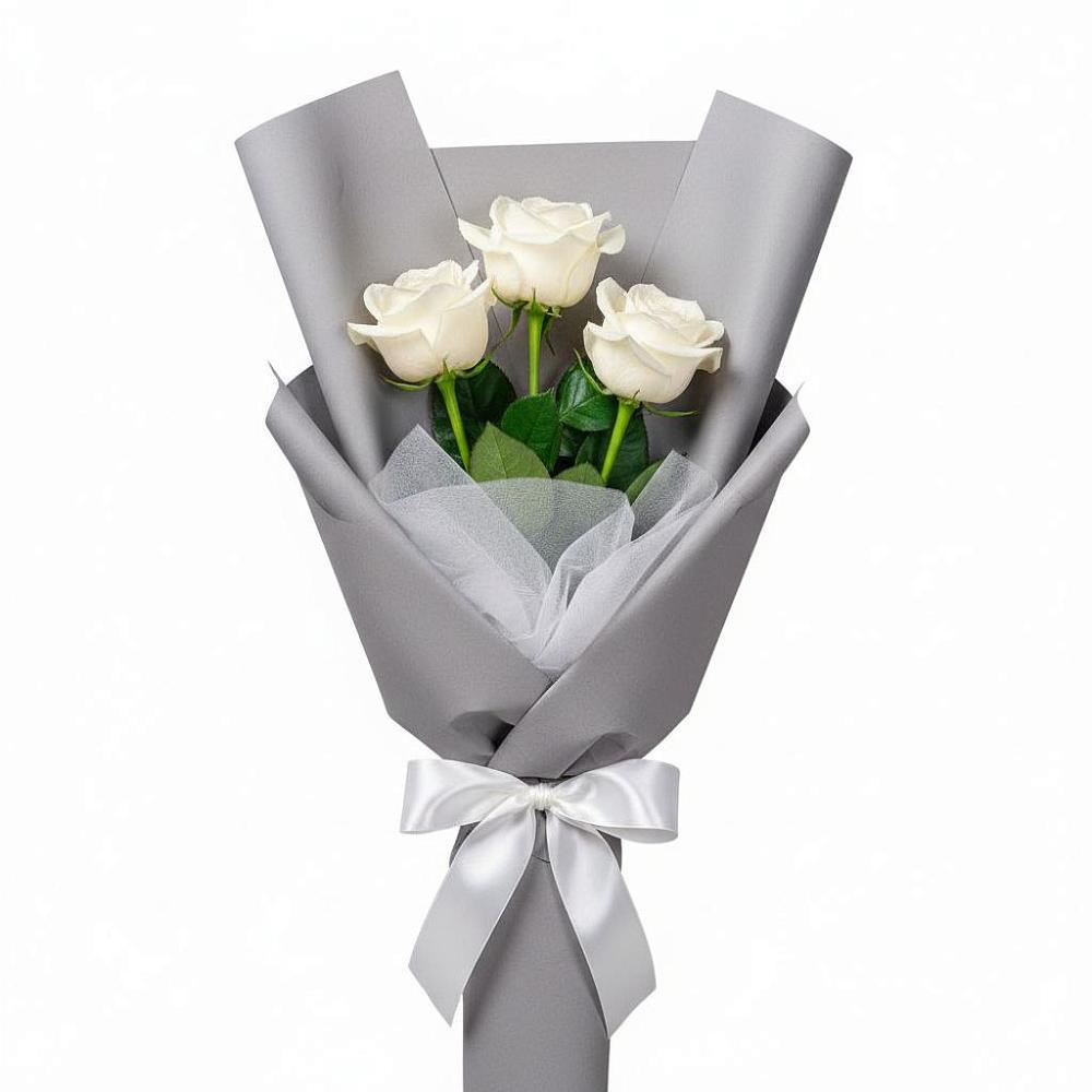 Букет 3 белые розы в Касли
