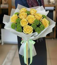 Букет цветов из:  Хризантемы и Розы в Касли