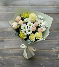 Букет цветов из:  Альстромерии, Розы и Хризантемы в Касли