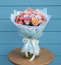 Букет цветов из:  Хризантемы и Розы в Касли