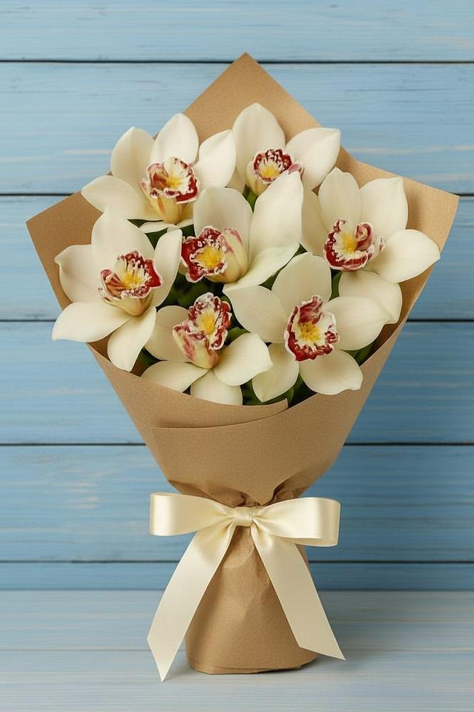 Букет цветов из: Орхидеи и Розы в Касли